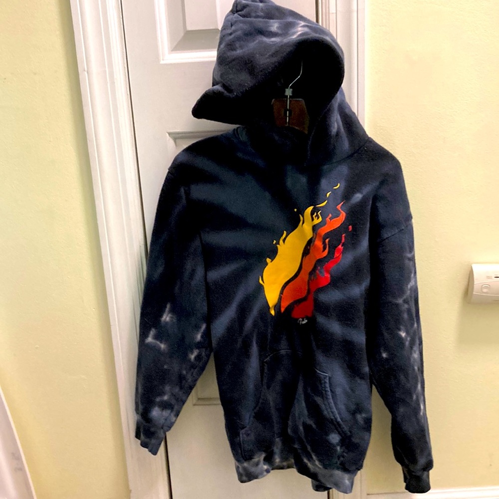 Preston Merch boys tie dye flame  hoodie. Gently worn. Size youth medium.